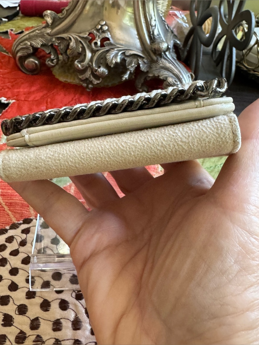 Stella McCartney Cream Woven-Edge Chain Small Wallet NWOT - Picture 4 of 13